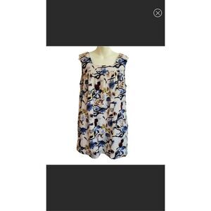 Entro Linen Sleeveless Linen Bird Motif Dress Size M